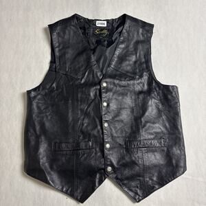 Scully Men's Size Large Black Leather Snap Up Western Vest
